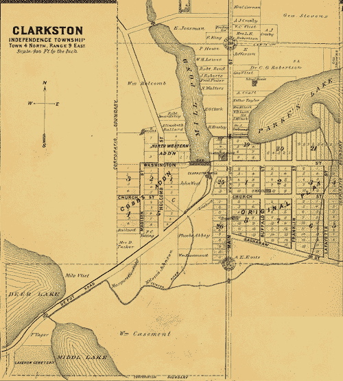 1896 Oakland County Atlas Map of Clarkston